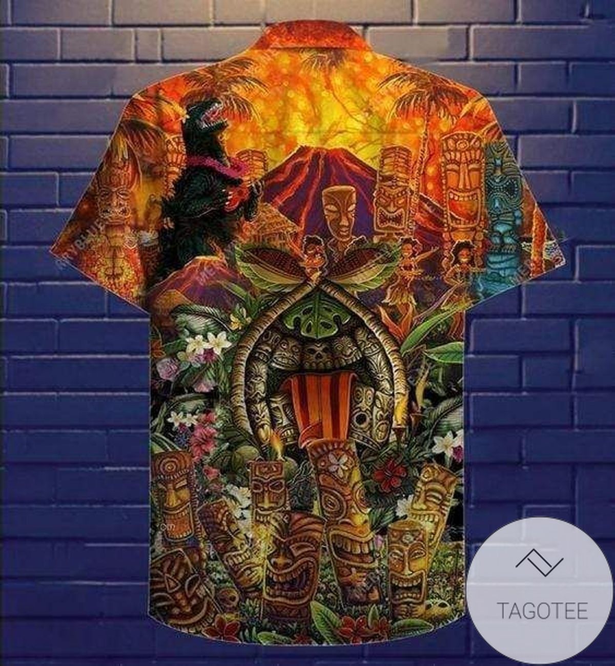 Fun & Quirky Wakaka Tiki Illustrations On A Unique Hawaiian Shirt