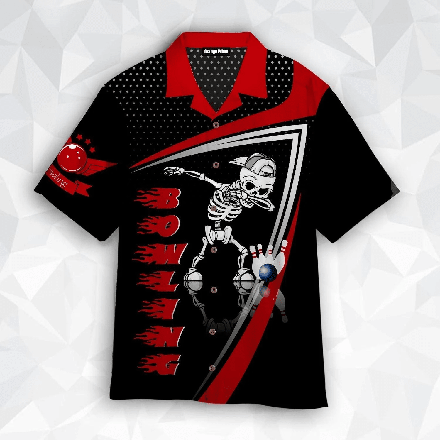 Fun Bowling Night Showcased Through Skull Themed Hawaiian Shirt
