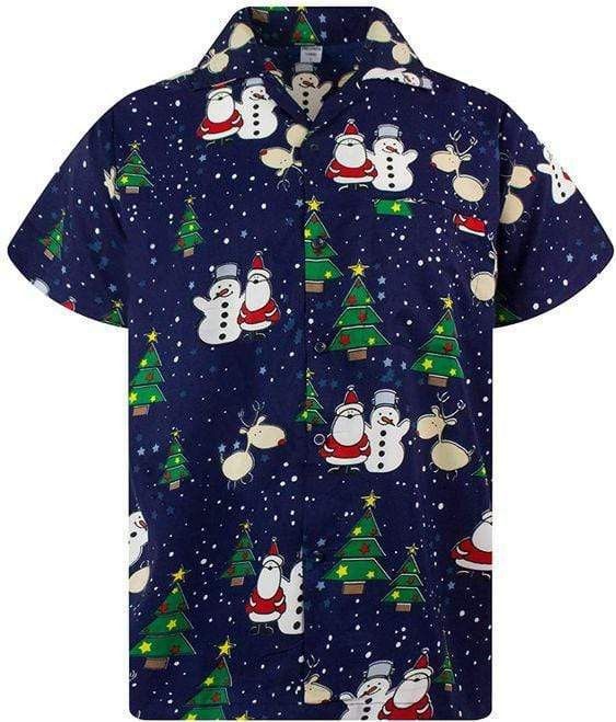 Funky Santa And Snowman Christmas Trendy Hawaiian Shirt