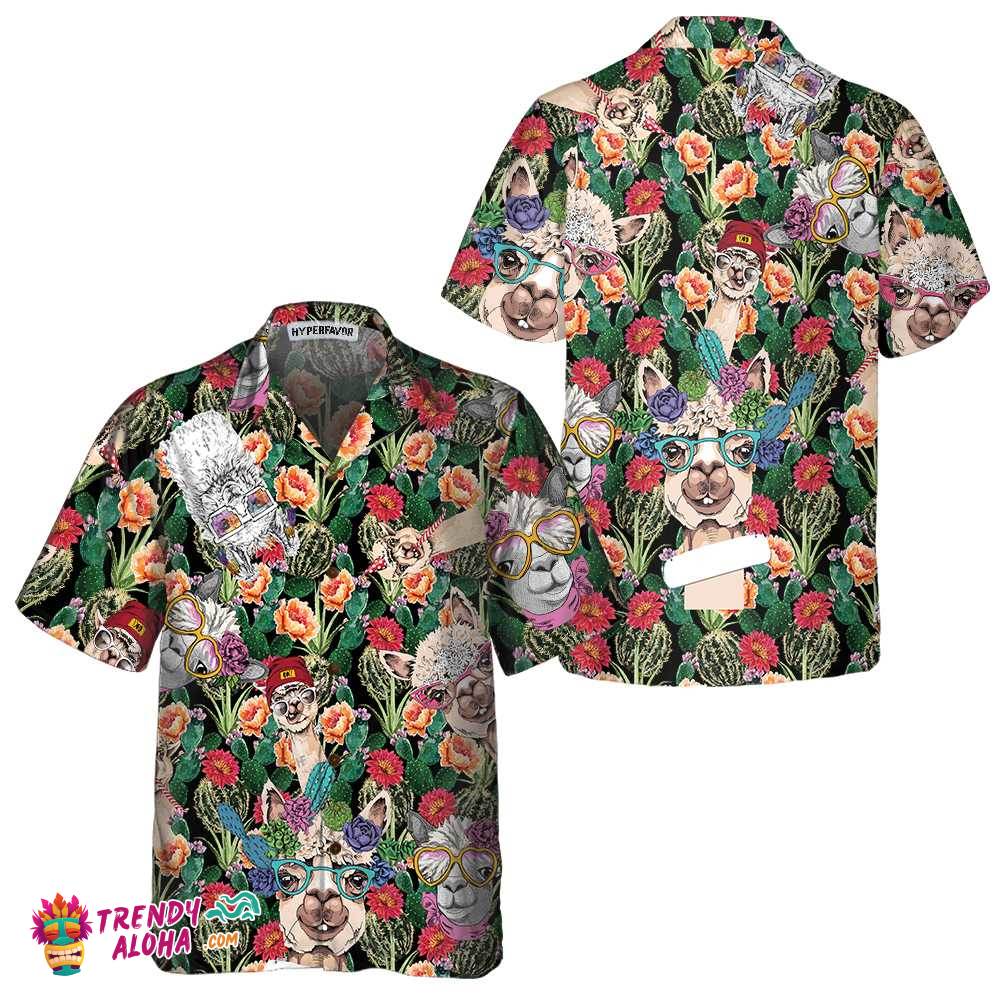 Funny Alpaca With Cactus Hawaiian Shirt, Tropical Alpaca Shirt For Men & Women Funny Alpaca With Cactus Hawaiian Shirt, Tropical Alpaca Shirt For Men & Women