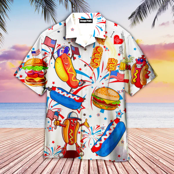 Funny American Hot Dog 4Th Of July Independence Day Trendy Hawaiian Shirt