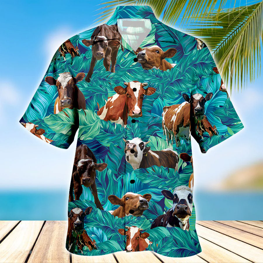 Funny Ayrshire Cow Beach Shirts, Cow Trendy Hawaiian Shirt For Summer Gifts