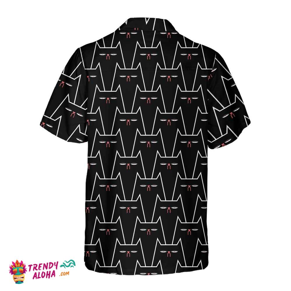 Funny Black Cat Pattern Hawaiian Shirt, Funny Black Cat Shirt For Adults, Cat Themed Gift For Cat Lovers