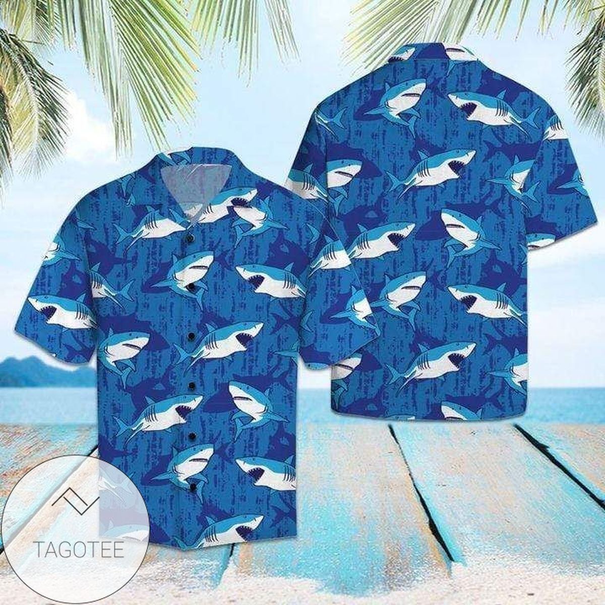 Funny Blue Shark Summer Vibe Tropical Hawaiian Shirts