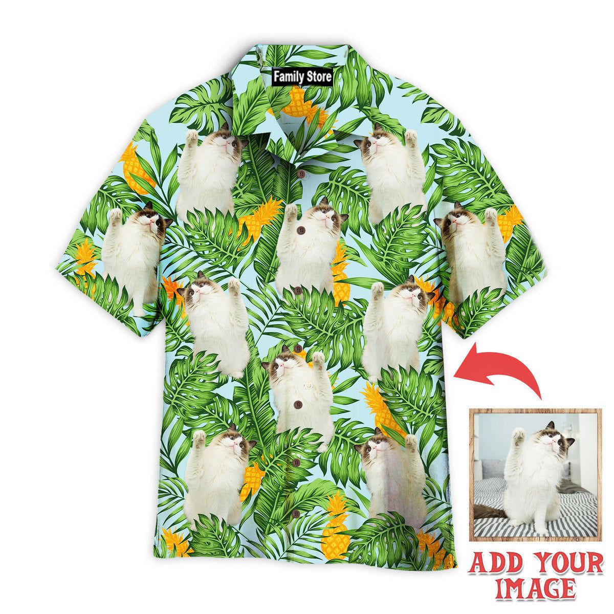 Funny Cat Raising Paw Pineapple Tropical Custom Hawaiian Shirt Funny Cat Raising Paw Pineapple Tropical Custom Hawaiian Shirt