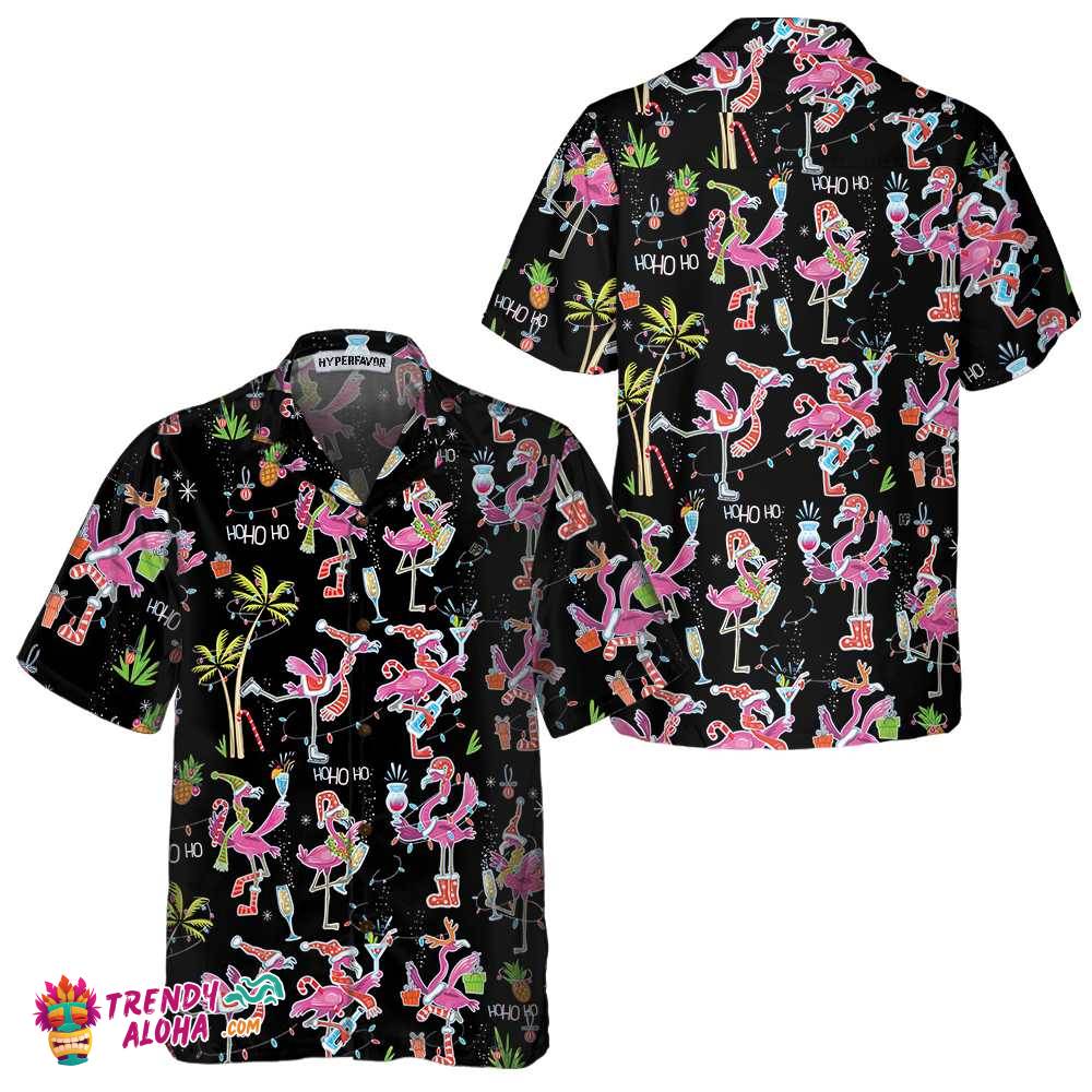 Funny Christmas Flamingo Hawaiian Shirt, Christmas Tropical Shirt For Men, Best Xmas Gift Idea Funny Christmas Flamingo Hawaiian Shirt, Christmas Tropical Shirt For Men, Best Xmas Gift Idea