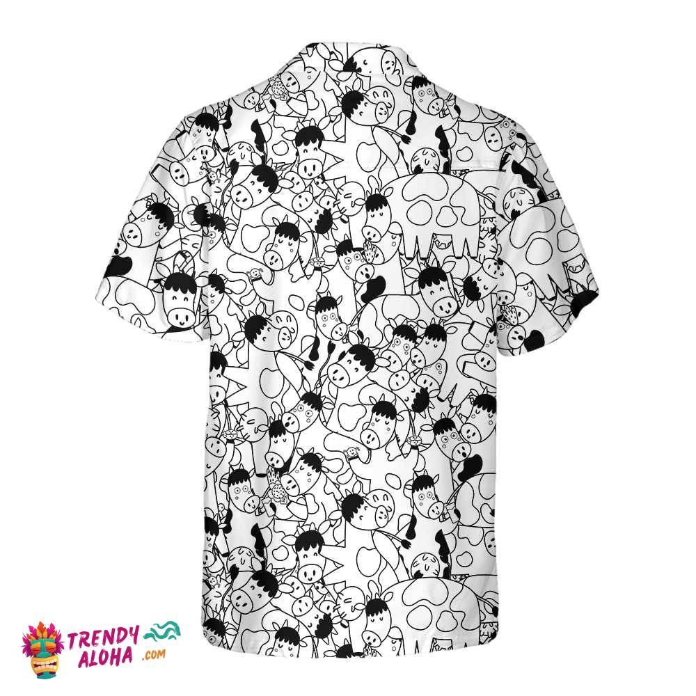 Funny Cow Doodle Pattern Hawaiian Shirt, Cow Shirt For Men & Women, Funny Cow Print Shirt