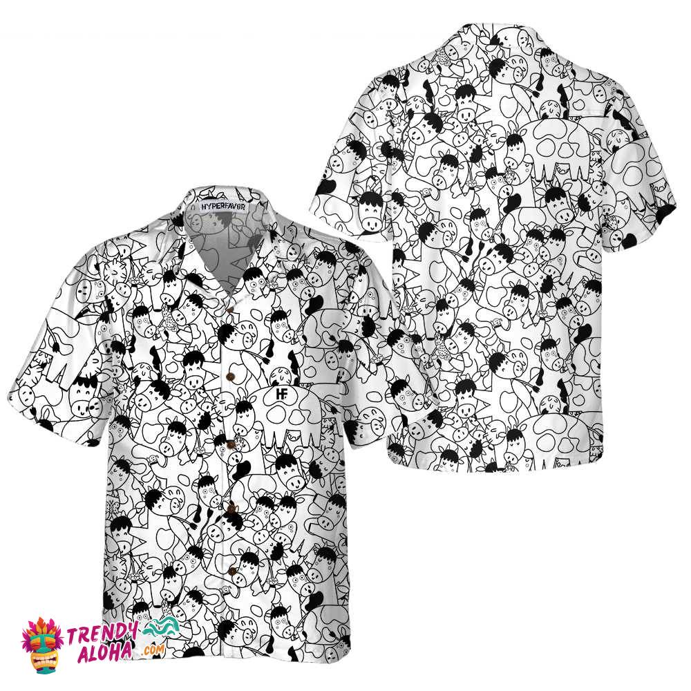Funny Cow Doodle Pattern Hawaiian Shirt, Cow Shirt For Men & Women, Funny Cow Print Shirt Funny Cow Doodle Pattern Hawaiian Shirt, Cow Shirt For Men & Women, Funny Cow Print Shirt