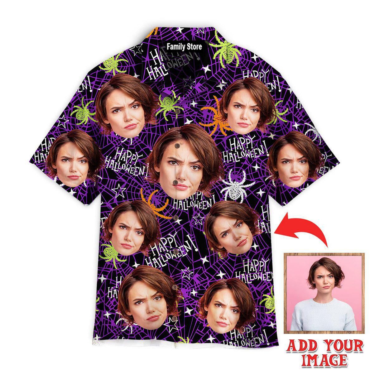Funny Custom Face Creepy Spooky Spider Custom Hawaiian Shirt