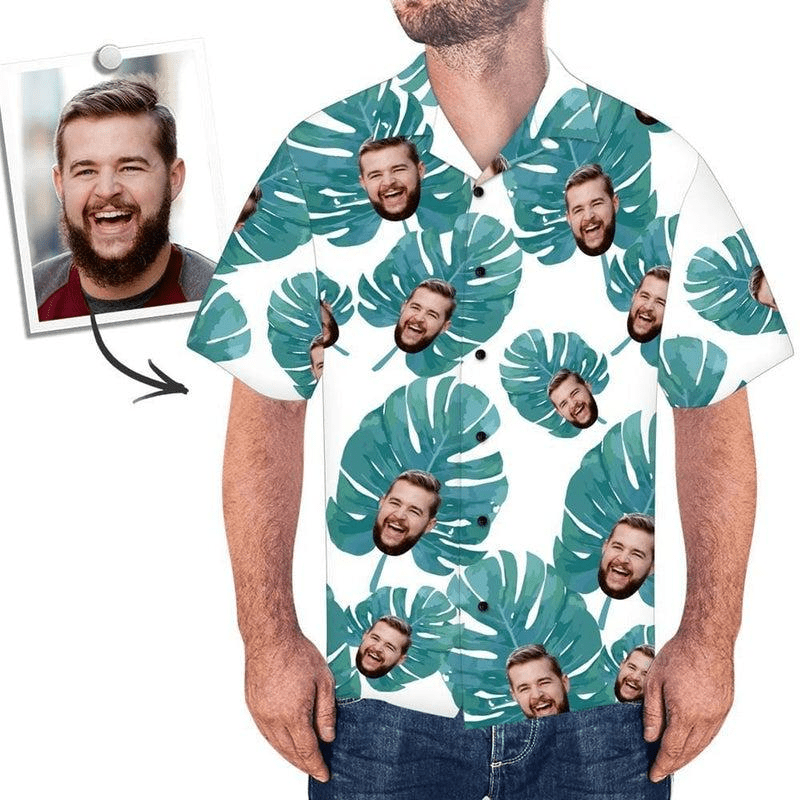 Funny Custom Face Dad Leaves Custom Hawaiian Shirt