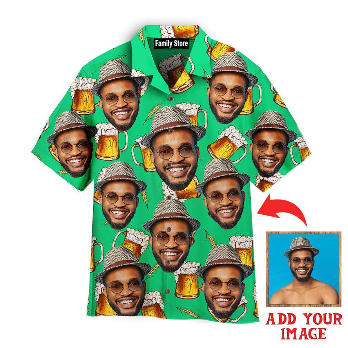Funny Custom Face Drink More Beer Custom Hawaiian Shirt