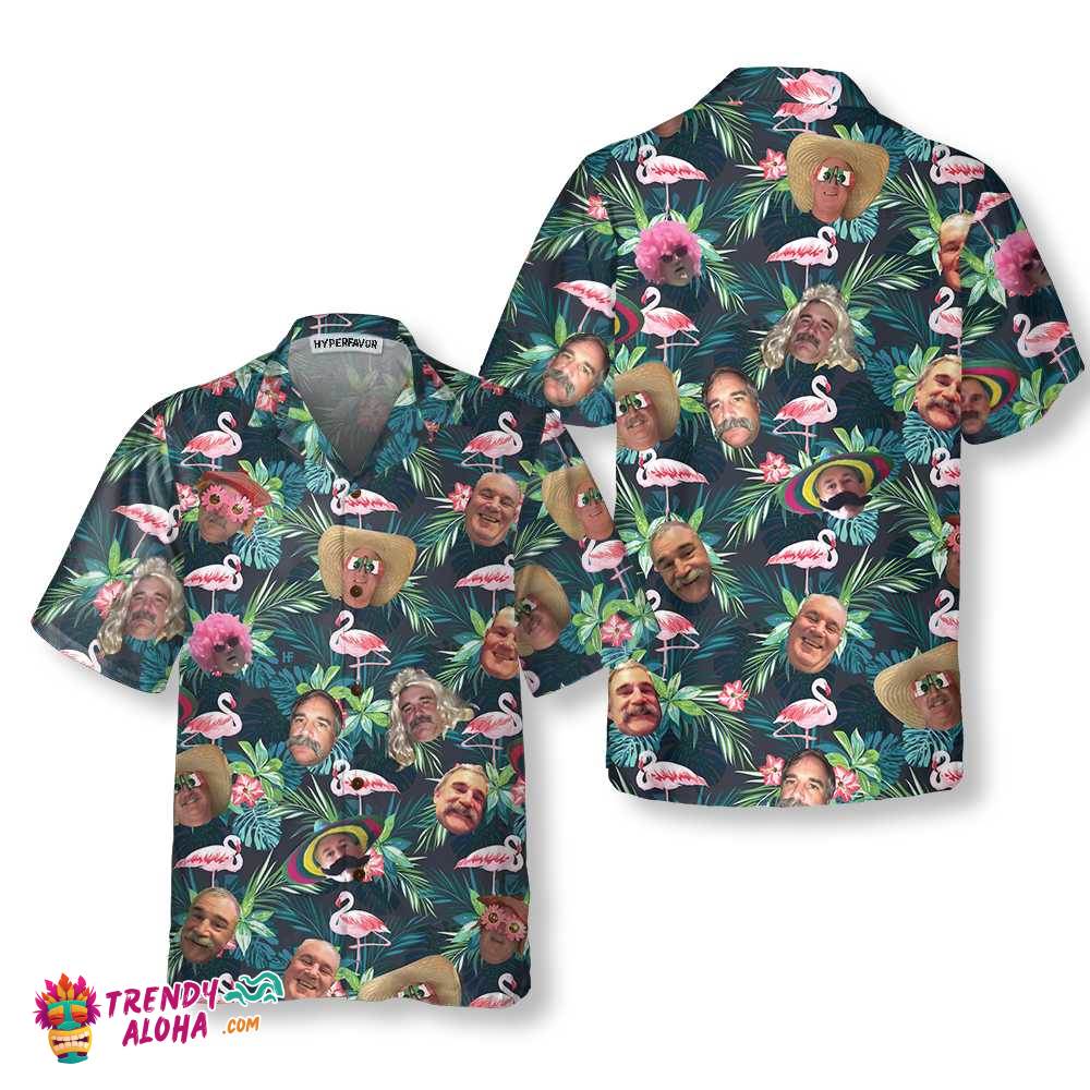 Funny Custom Face Flamingo Hawaiian Shirt Funny Custom Face Flamingo Hawaiian Shirt