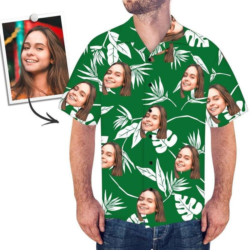 Funny Custom Face Green Custom Hawaiian Shirt