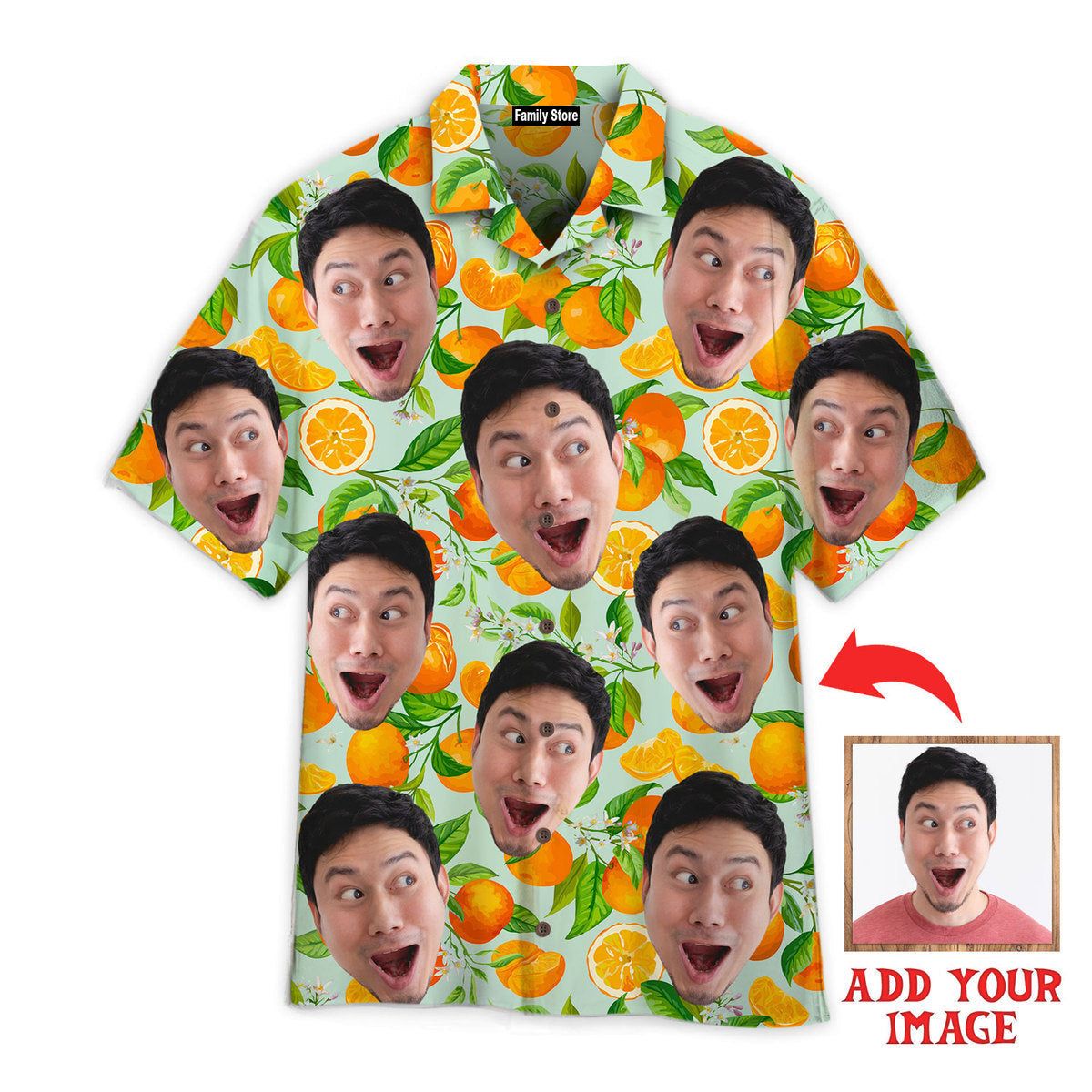 Funny Custom Face On Orange Fruit Custom Hawaiian Shirt Funny Custom Face On Orange Fruit Custom Hawaiian Shirt