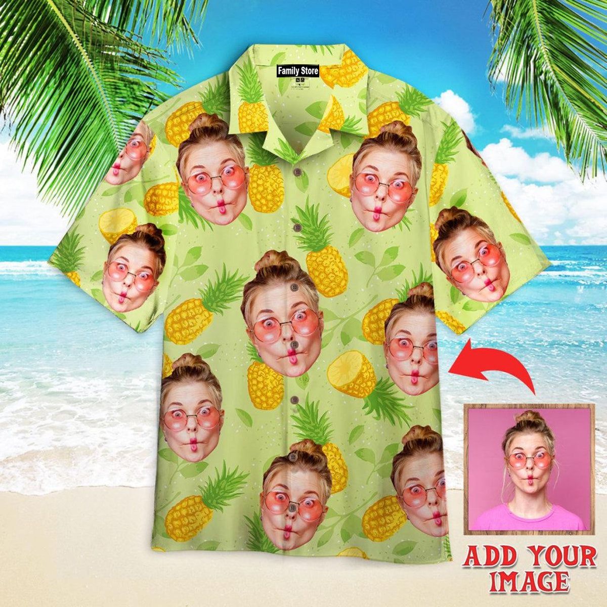 Funny Custom Face Summer Pineapples Custom Hawaiian Shirt