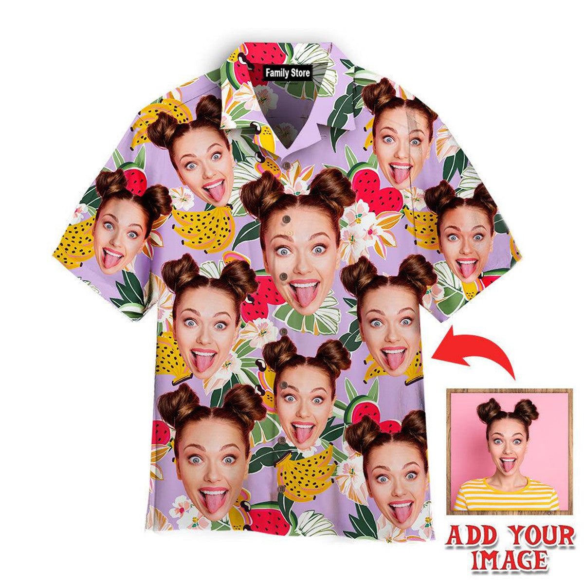 Funny Custom Face Tropical Flower Fruits Custom Hawaiian Shirt Funny Custom Face Tropical Flower Fruits Custom Hawaiian Shirt