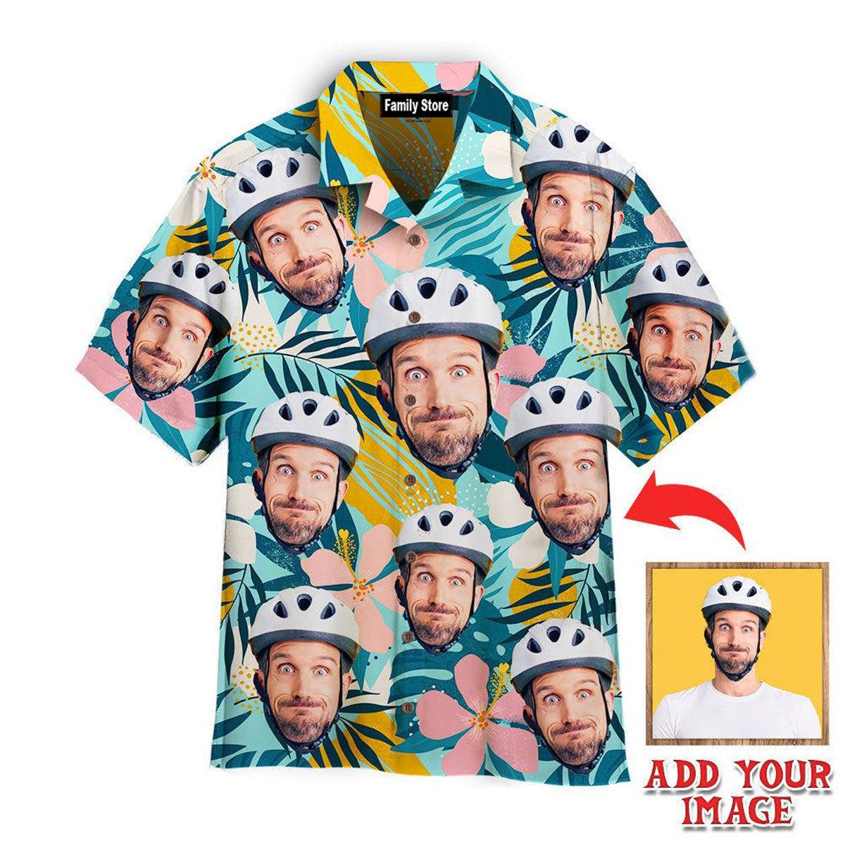 Funny Custom Face Tropical Flowers And Palm Leaves Custom Hawaiian Shirt Funny Custom Face Tropical Flowers And Palm Leaves Custom Hawaiian Shirt