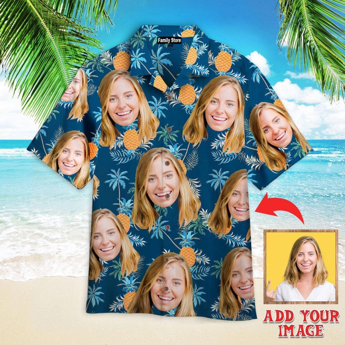 Funny Custom Face Vibe Summer Tropical Custom Hawaiian Shirt