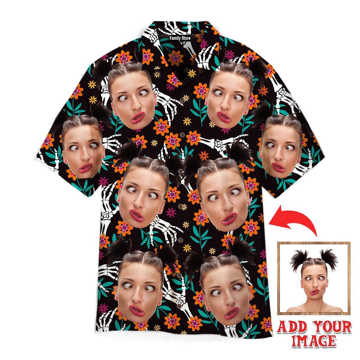 Funny Custom Face Your Photo On Mexican Flower Style Custom Hawaiian Shirt Funny Custom Face Your Photo On Mexican Flower Style Custom Hawaiian Shirt