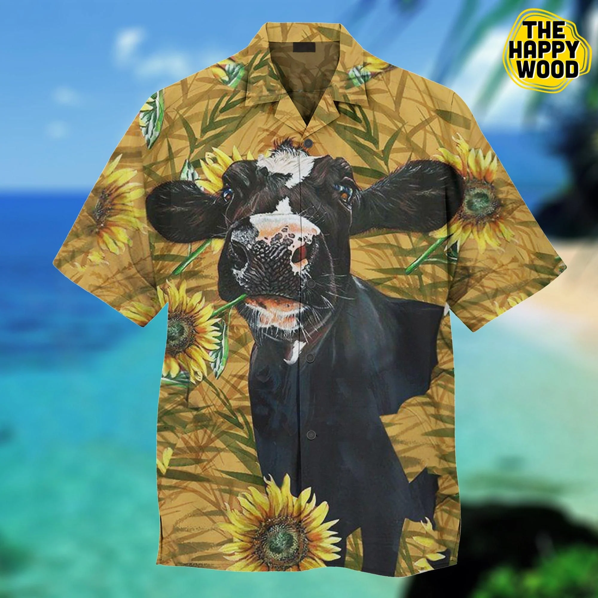 Funny Dairy Cow Sun Flowers 3D Hawaiian Hawaii Shirt Funny Dairy Cow Sun Flowers 3D Hawaiian Hawaii Shirt