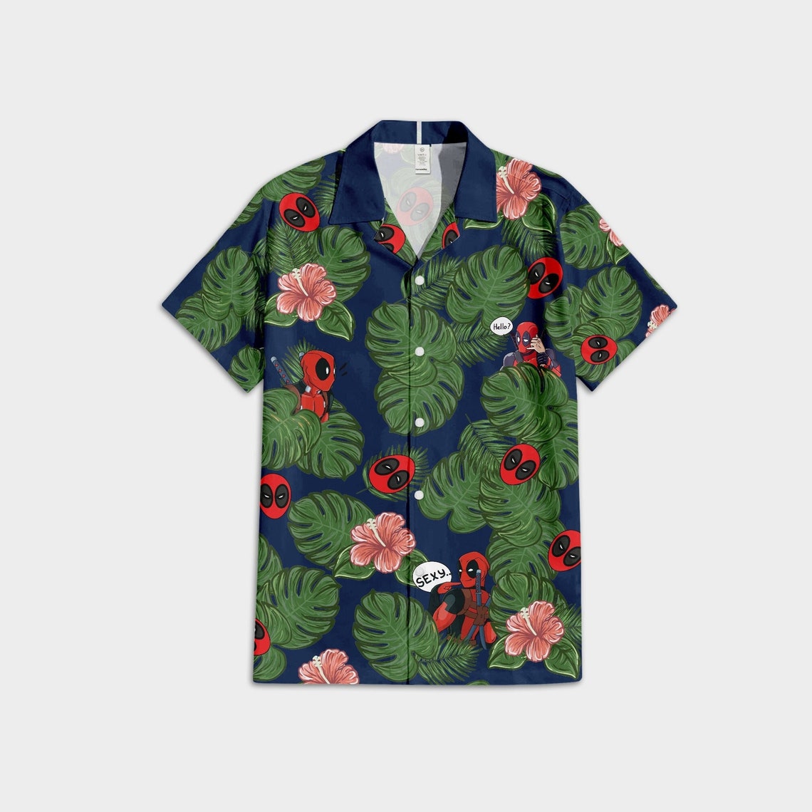 Funny Deadpool Superhero Button Up Cute Wolverine Hero Tropical Deadpool Hawaiian Shirt
