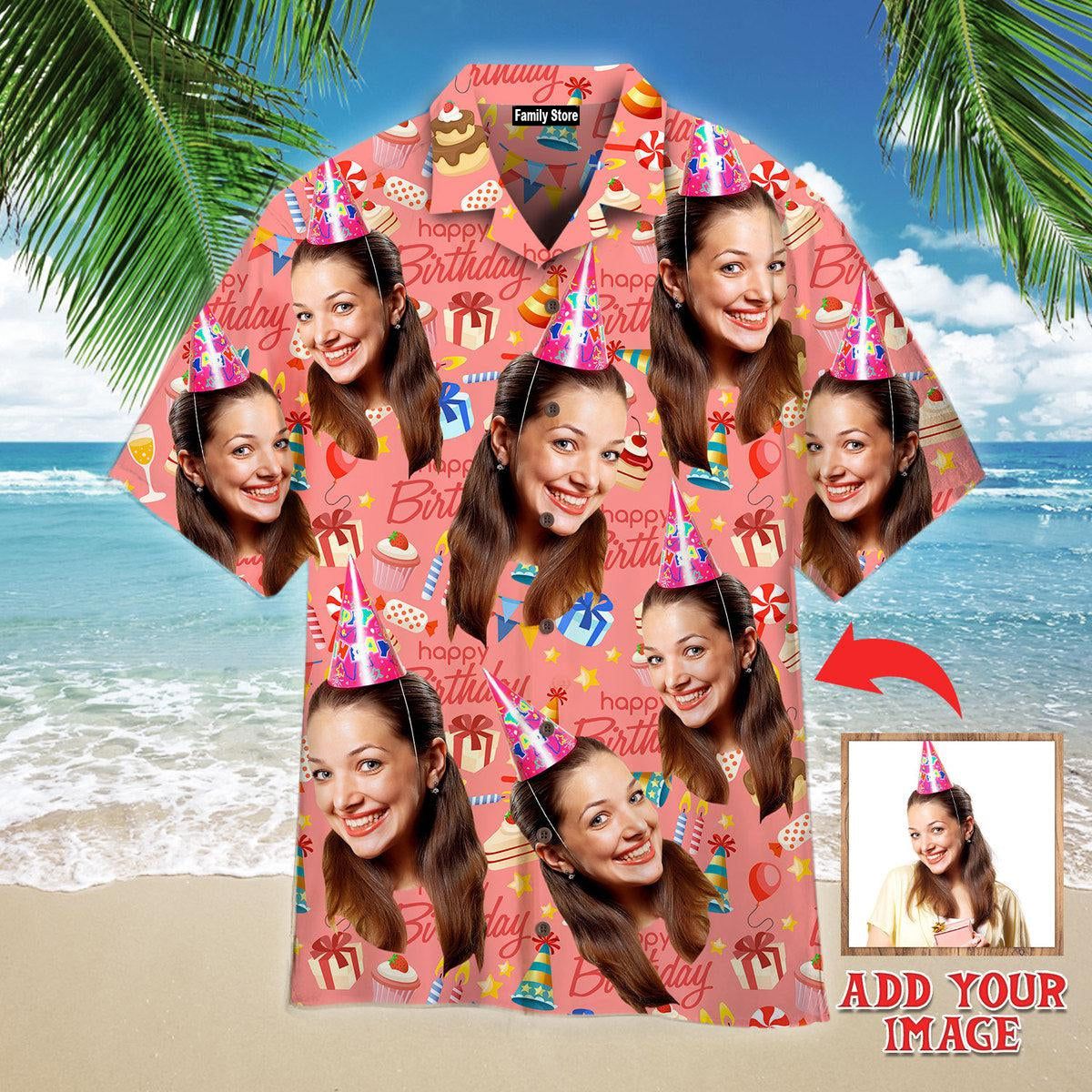 Funny Face Happy Birthday On Pink Custom Hawaiian Shirt