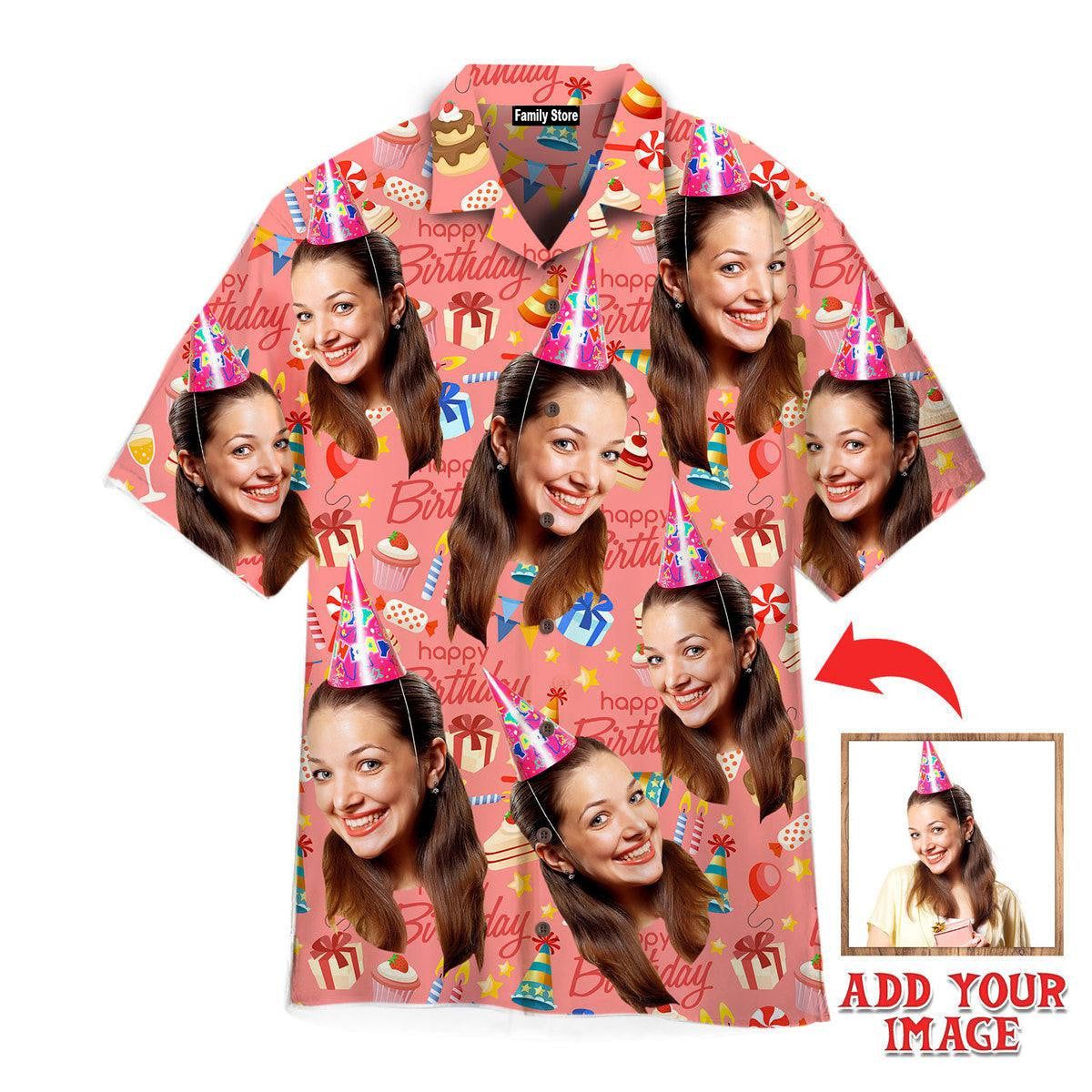 Funny Face Happy Birthday On Pink Custom Hawaiian Shirt Funny Face Happy Birthday On Pink Custom Hawaiian Shirt