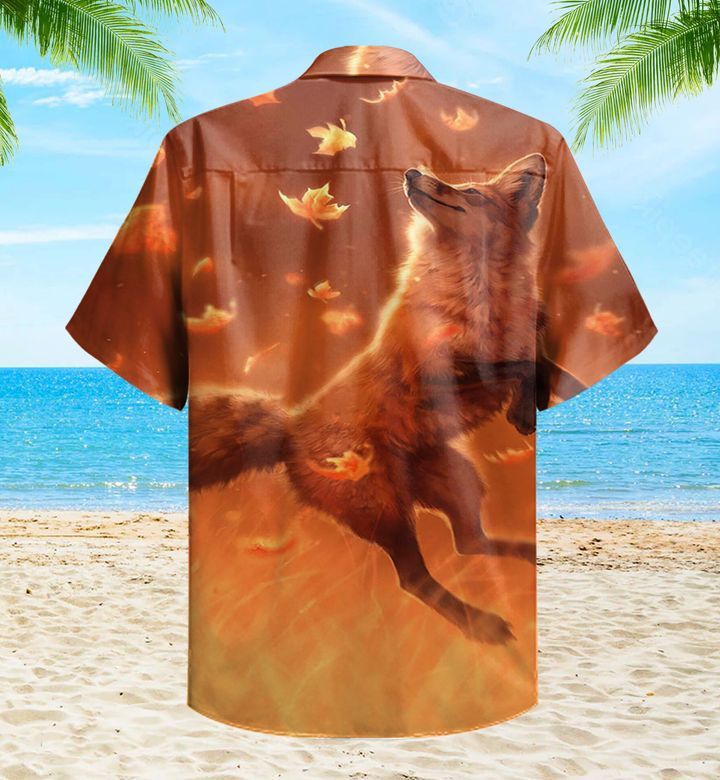Funny Fox Autumn Orange Trendy Hawaiian Shirt 3D, Fox Lover Trendy Hawaiian Shirt For Summer Gifts