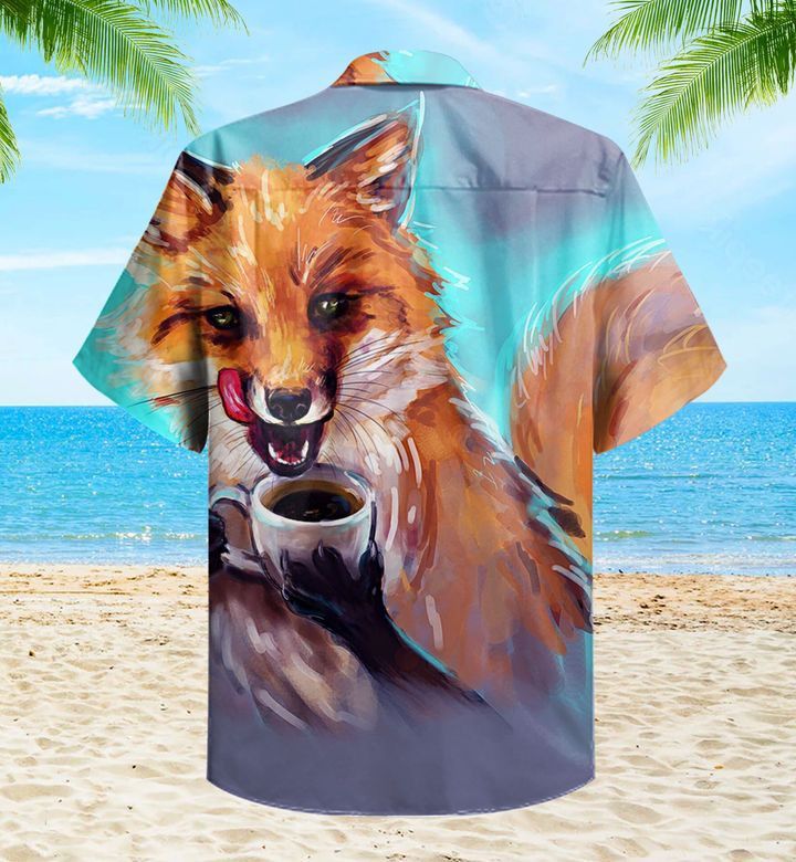 Funny Fox Coffee Orange Trendy Hawaiian Shirt 3D, Fox Lover Trendy Hawaiian Shirt For Summer Gifts