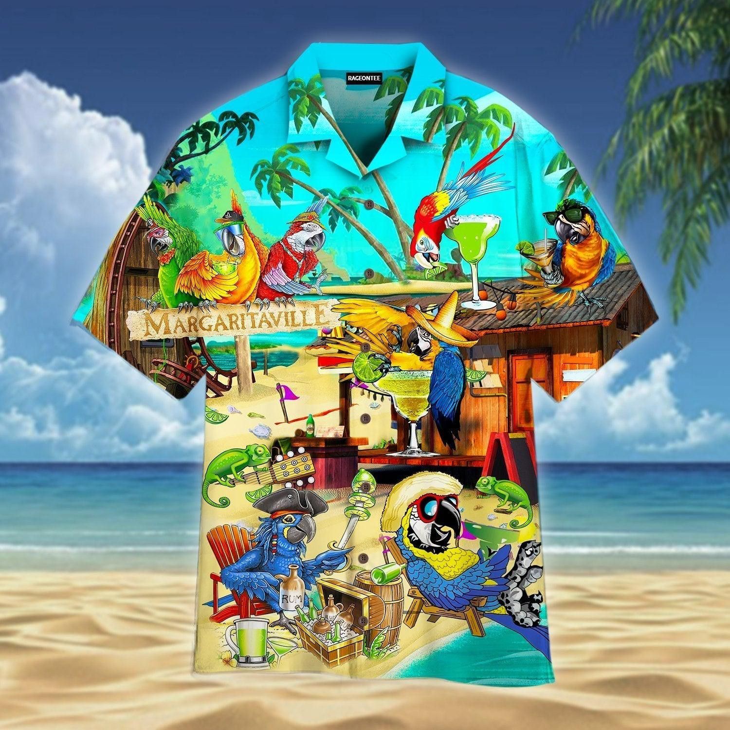 Funny Parrot In Summer Beach Party Trendy Hawaiian Shirt For