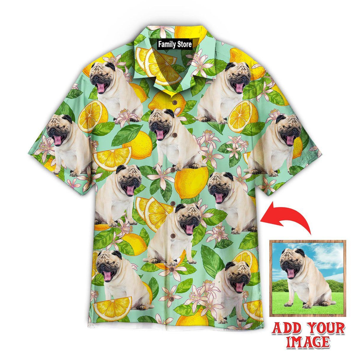 Funny Pug Dog Lemon Tropical Custom Hawaiian Shirt Funny Pug Dog Lemon Tropical Custom Hawaiian Shirt