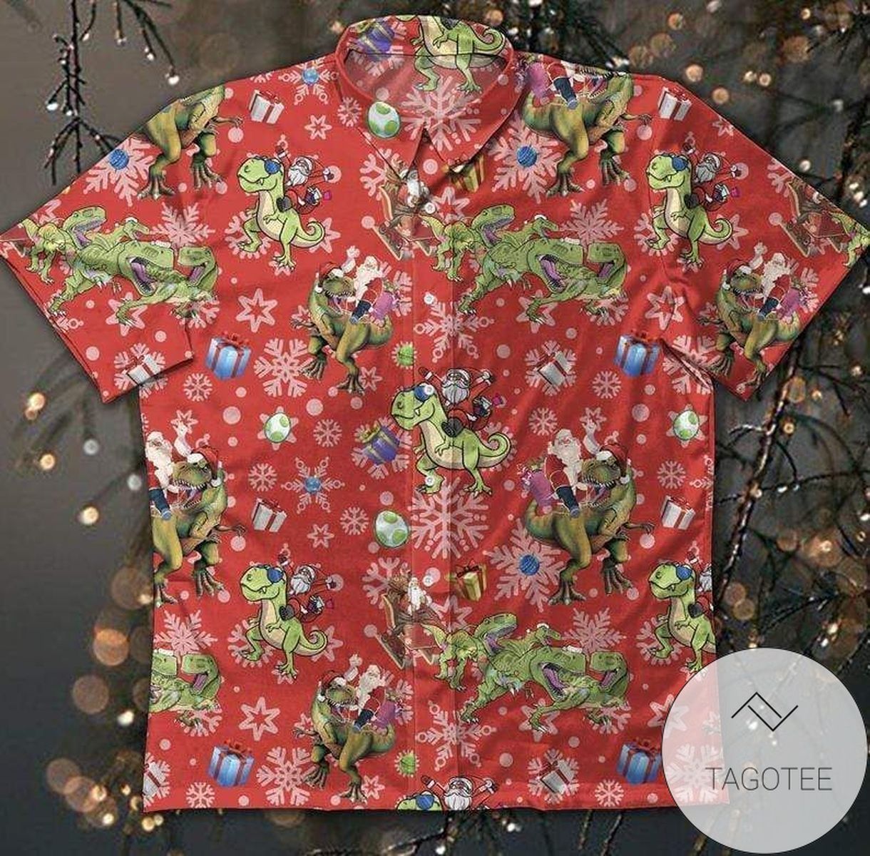 Funny Santa Claws Dinosaur Christmas Hawaiian Shirts