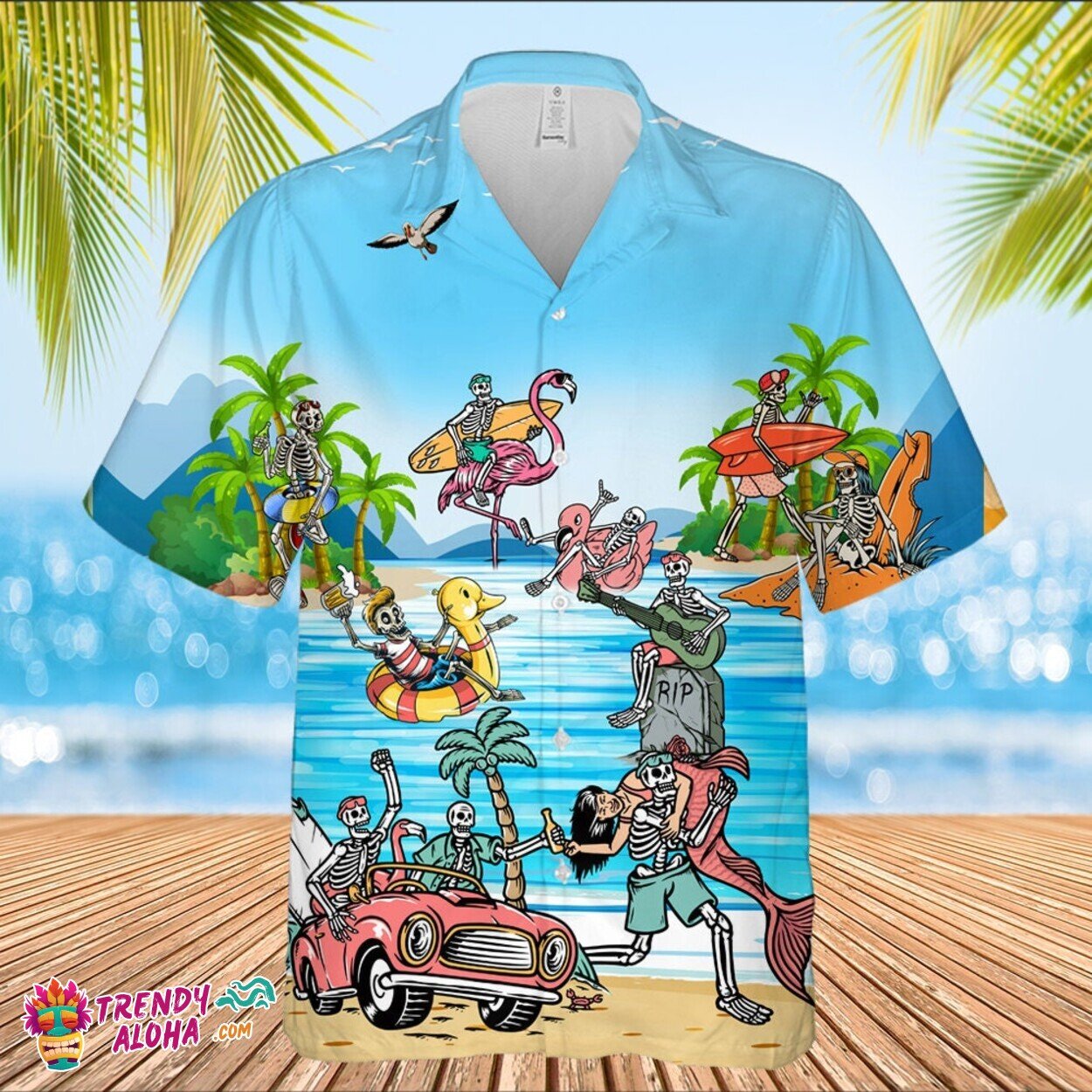 Funny Skeletons 3D Print 2023 Beach Party Hawaiian Shirt