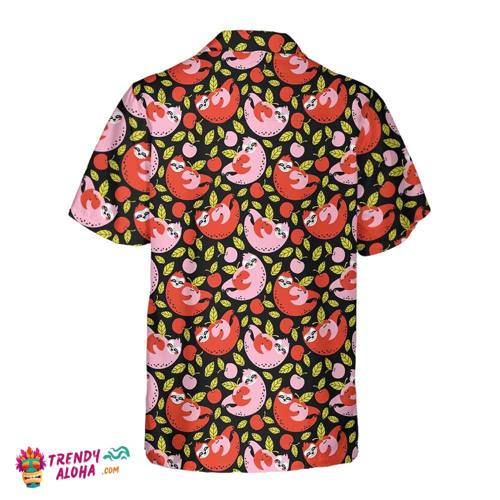 Funny Sloth Holding Red Cherry Hawaiian Shirt, Funny Sloth Shirt For Adults, Sloth Themed Gift Idea