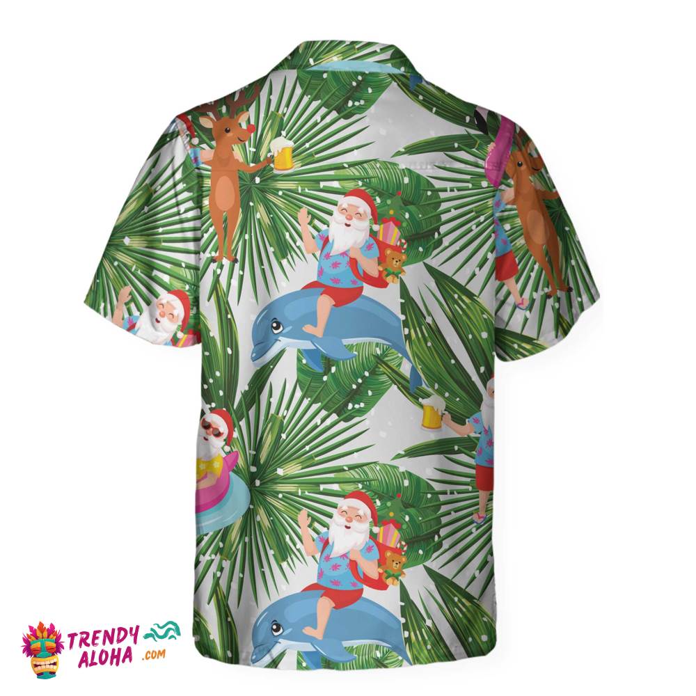 Funny Tropical Christmas Hawaiian Shirt, Funny Santa Claus Shirt For Christmas