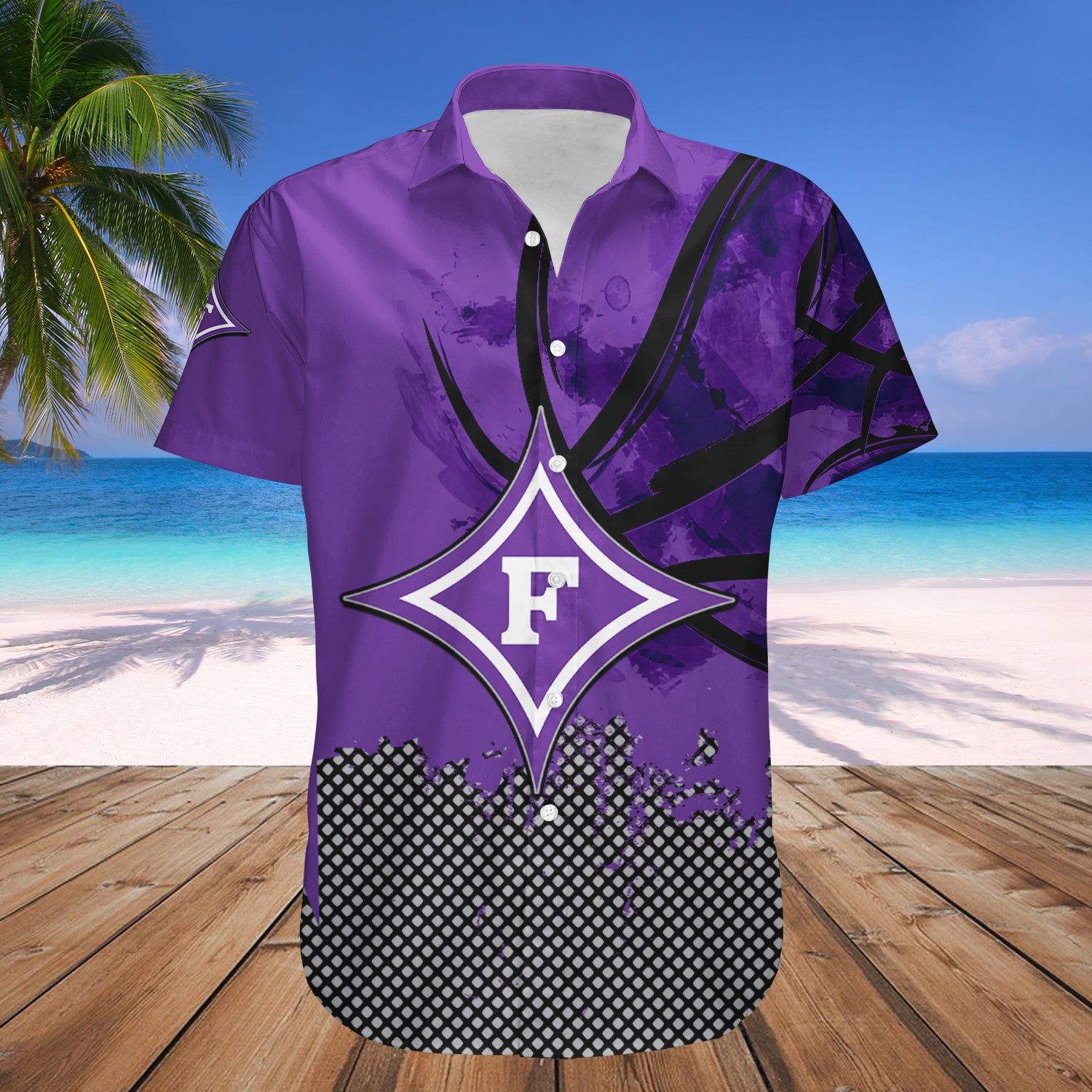 Furman Paladins Hawaii Shirt Basketball Net Grunge Pattern – NCAA