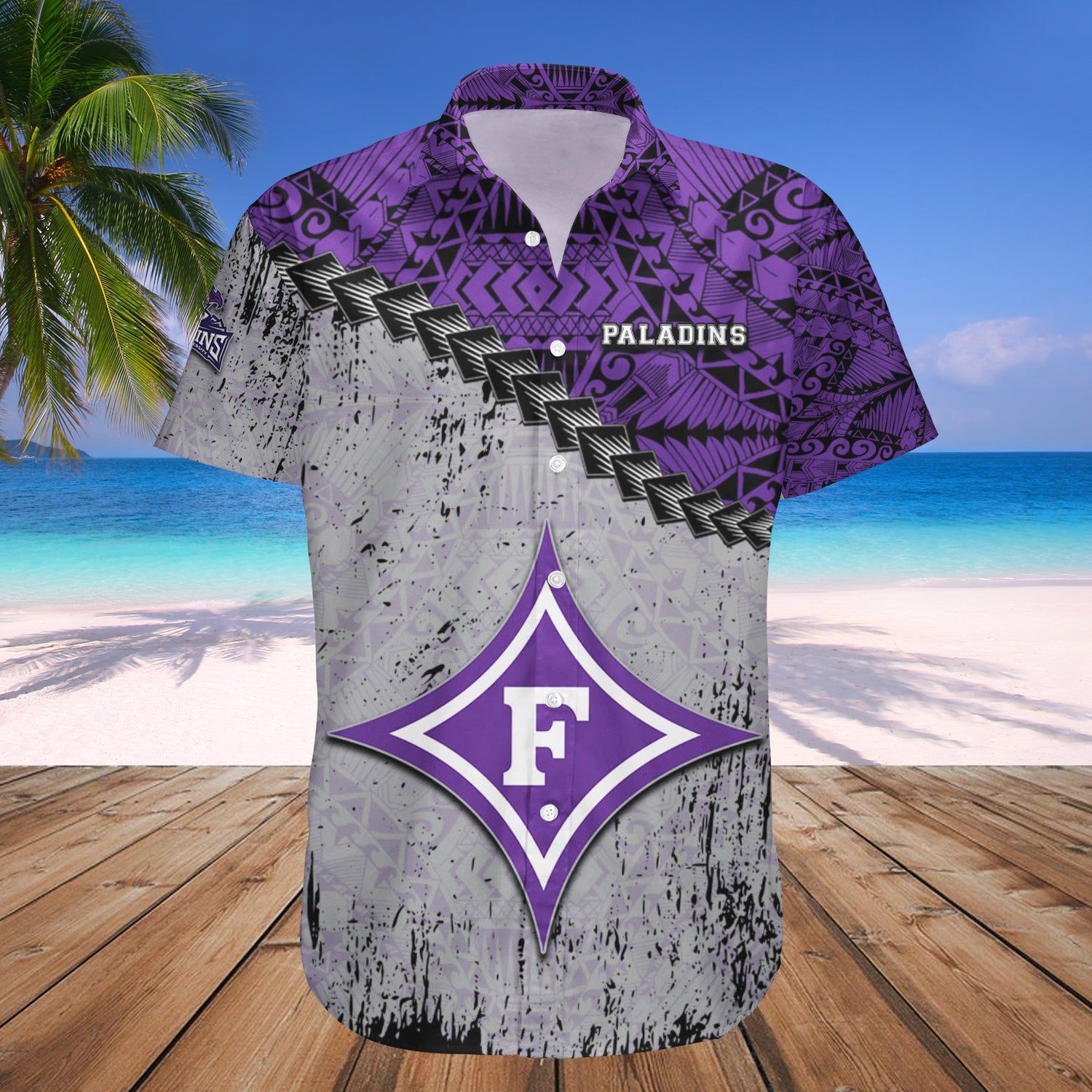 Furman Paladins Hawaii Shirt Grunge Polynesian Tattoo – NCAA