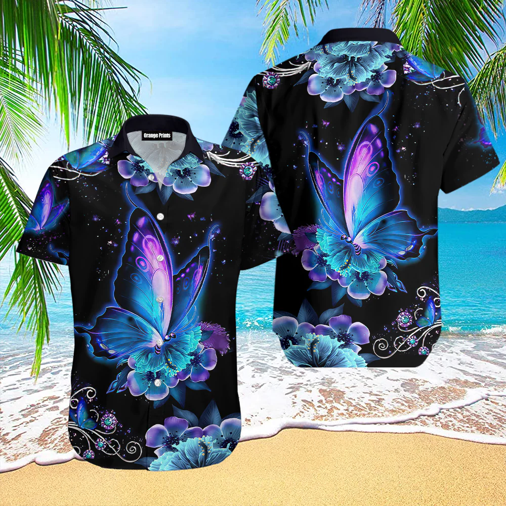 Galaxy Butterfly Trendy Hawaiian Shirt For