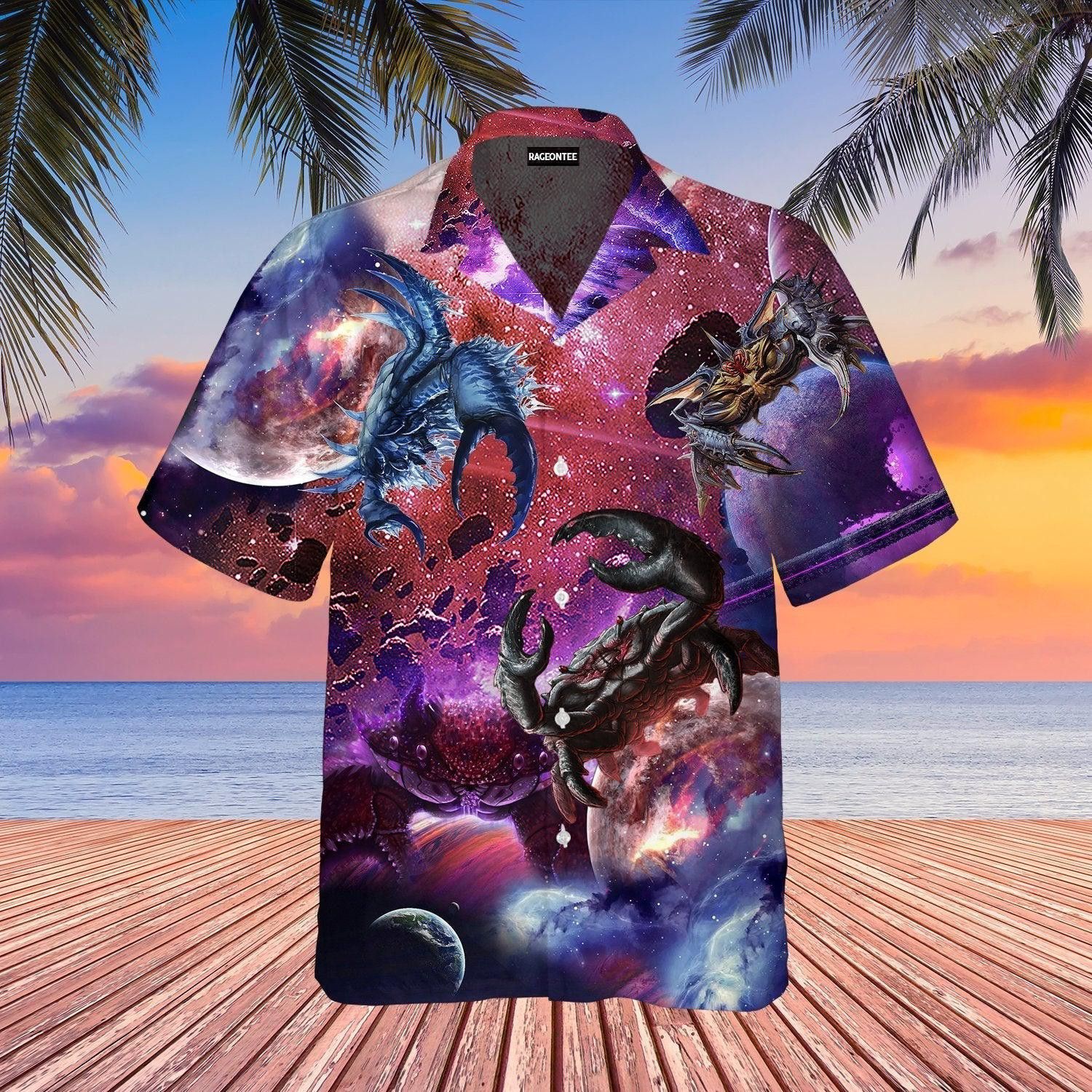 Galaxy Crab Get Crackin Trendy Hawaiian Shirt For