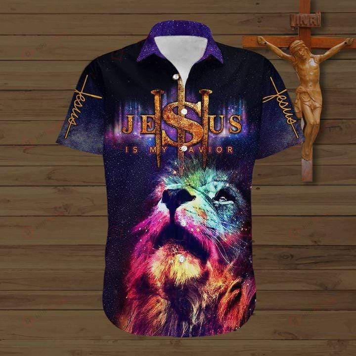 Galaxy Lion And Jesus Aloha Hawaiian Shirts For Men And For Women