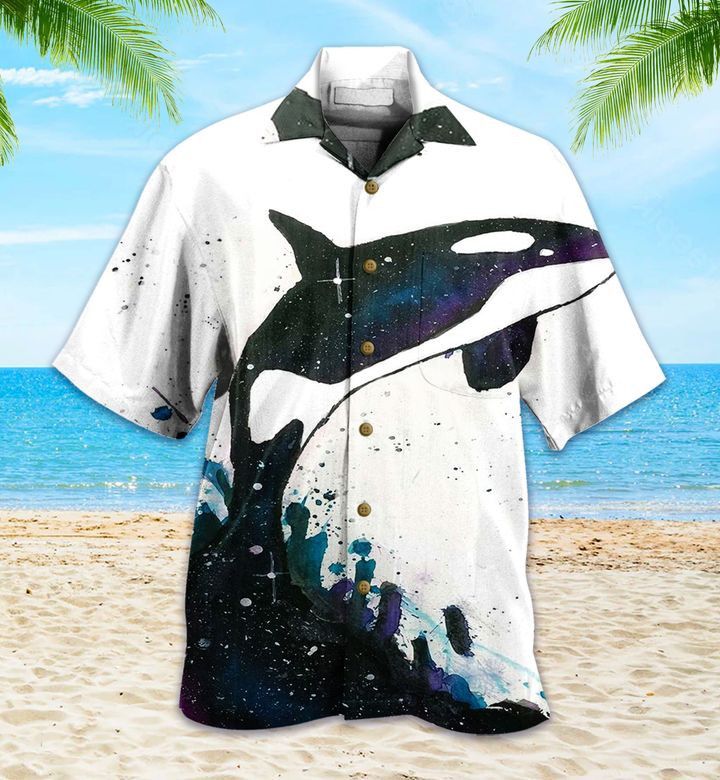 Galaxy Orca Killer Whale White Hawaiian Shirt 3D Summer Gifts