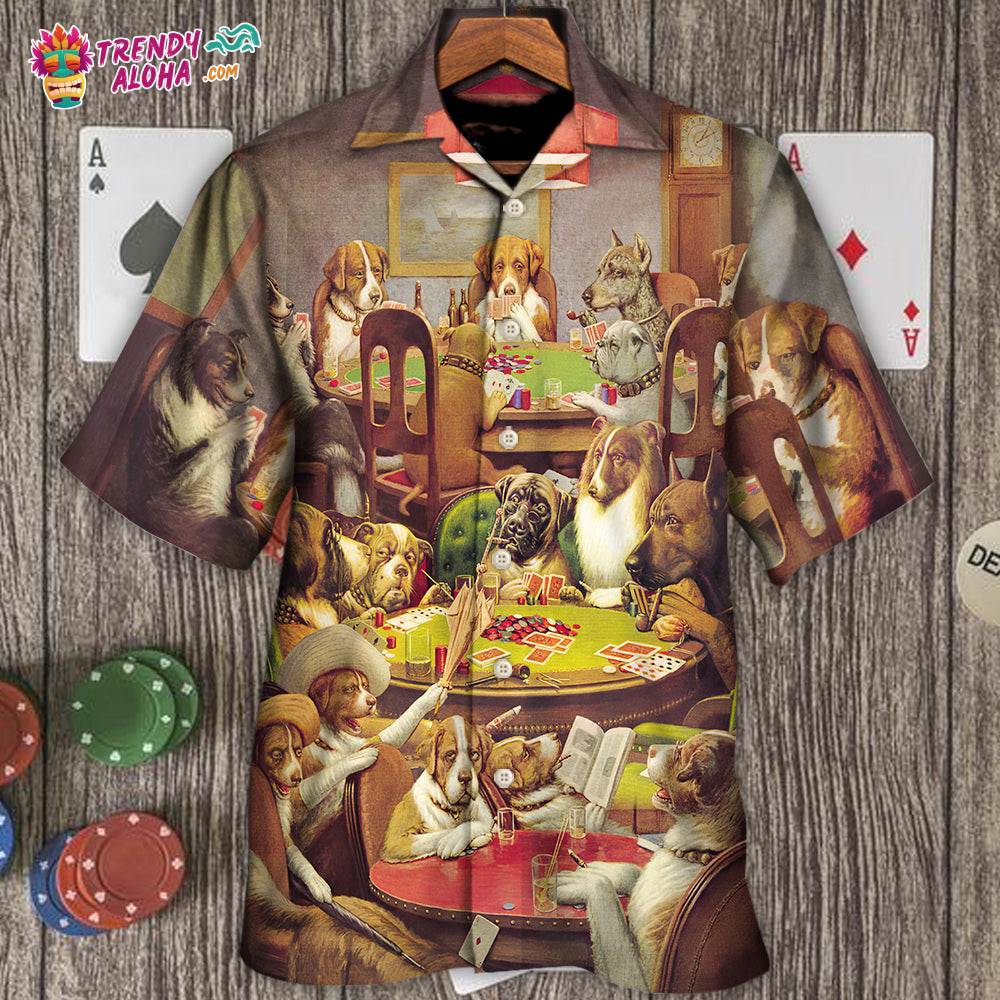 Gambling Dog Playing Poker Hawaiian Shirt – Trendy Aloha