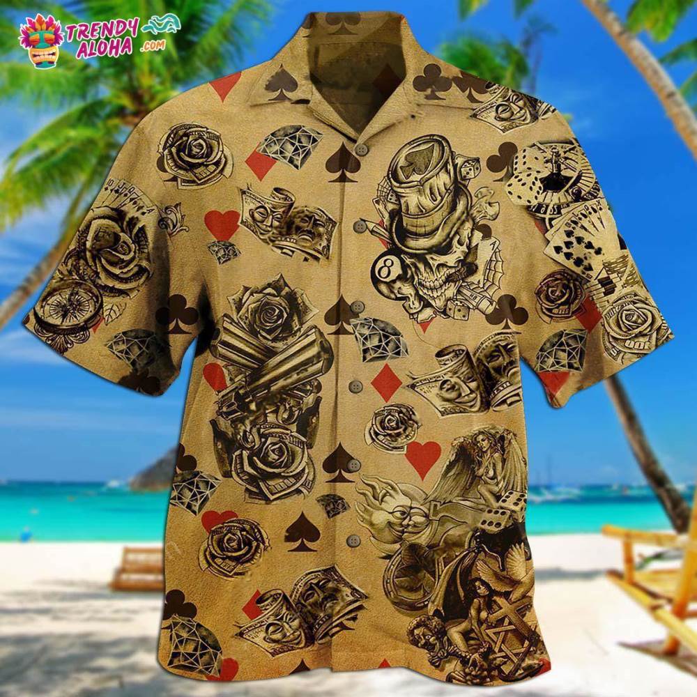 Gambling Flowers Skull Hawaiian Shirt – Trendy Aloha