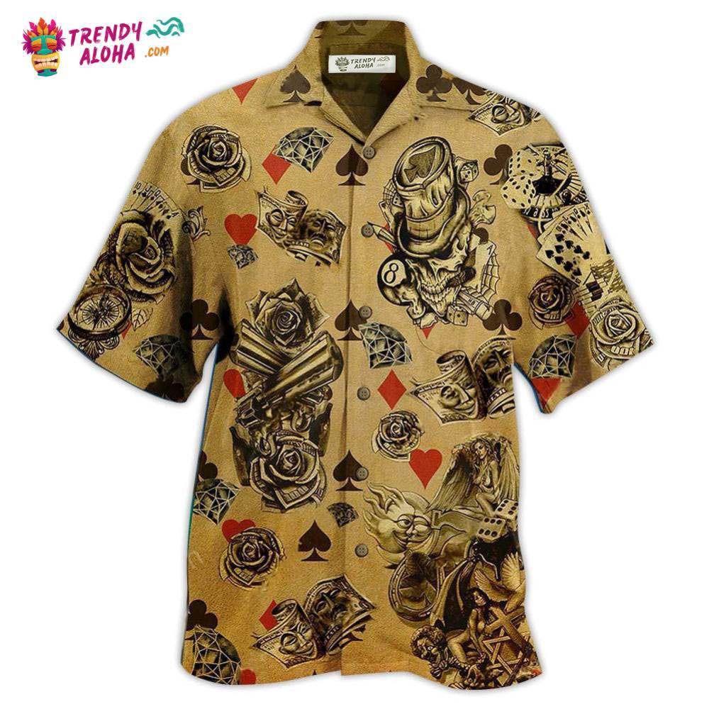 Gambling Flowers Skull Hawaiian Shirt – Trendy Aloha