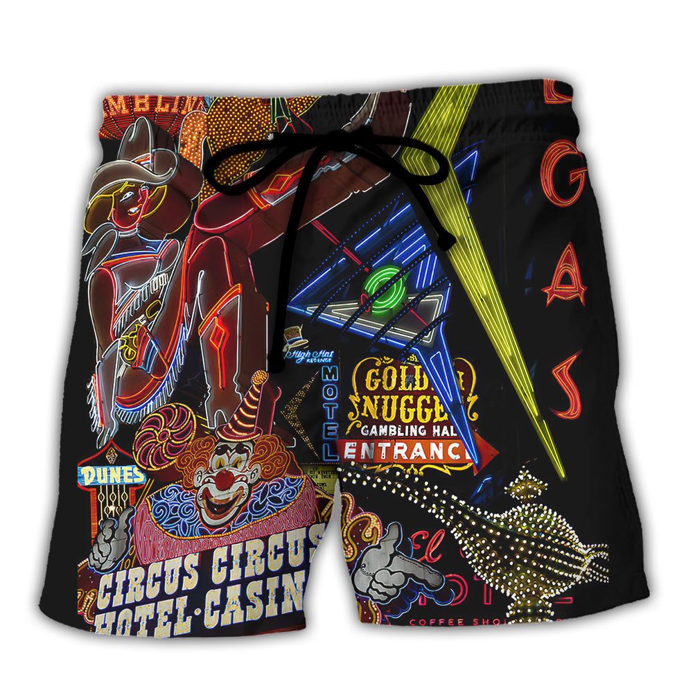 Gambling Vintage Casino Neon Signs At Night Trendy Aloha Hawaiian Beach Shorts Gambling Vintage Casino Neon Signs At Night Trendy Aloha Hawaiian Beach Shorts