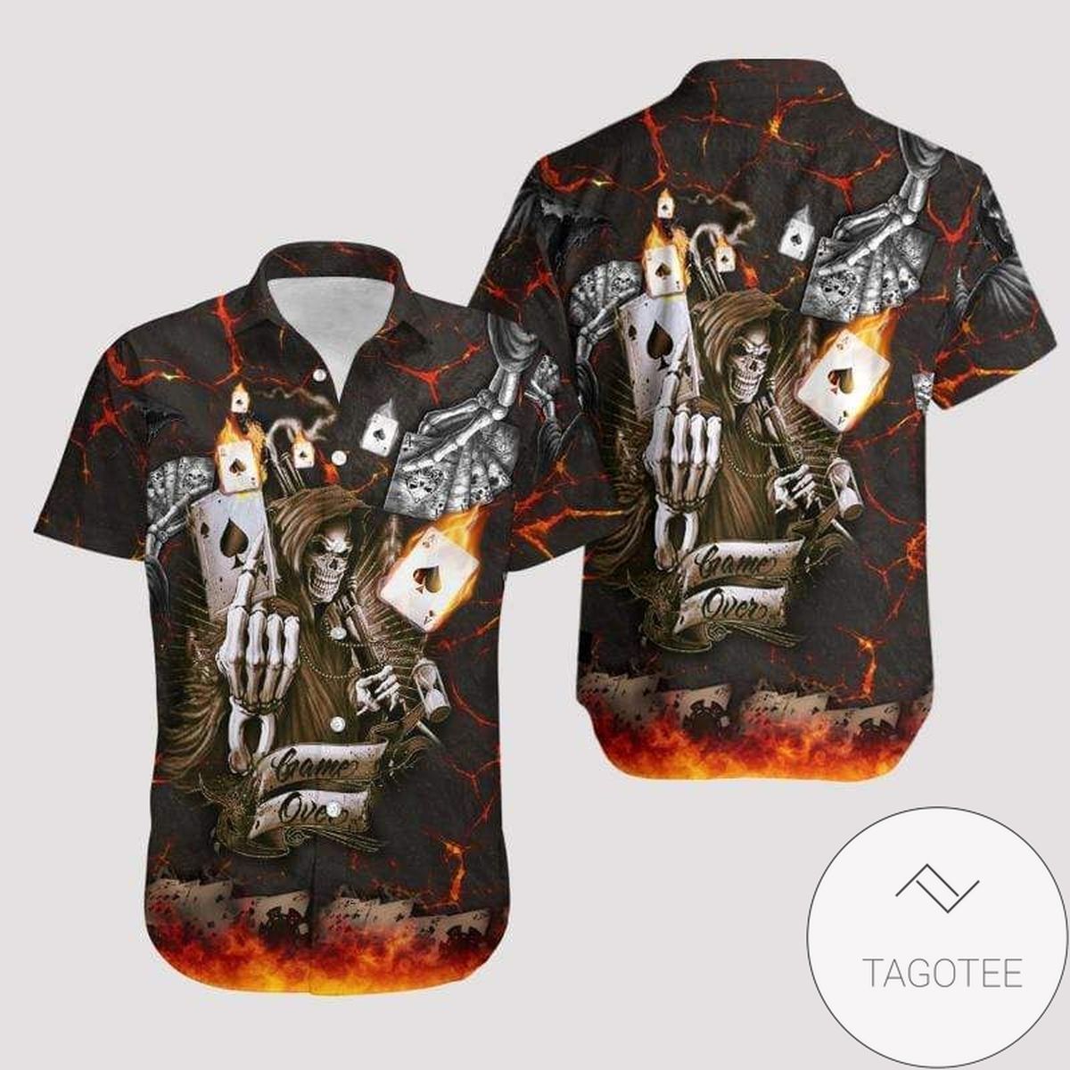 Game Of Cards Design Hawaiian Shirt Celebrating Skull Elegance Style