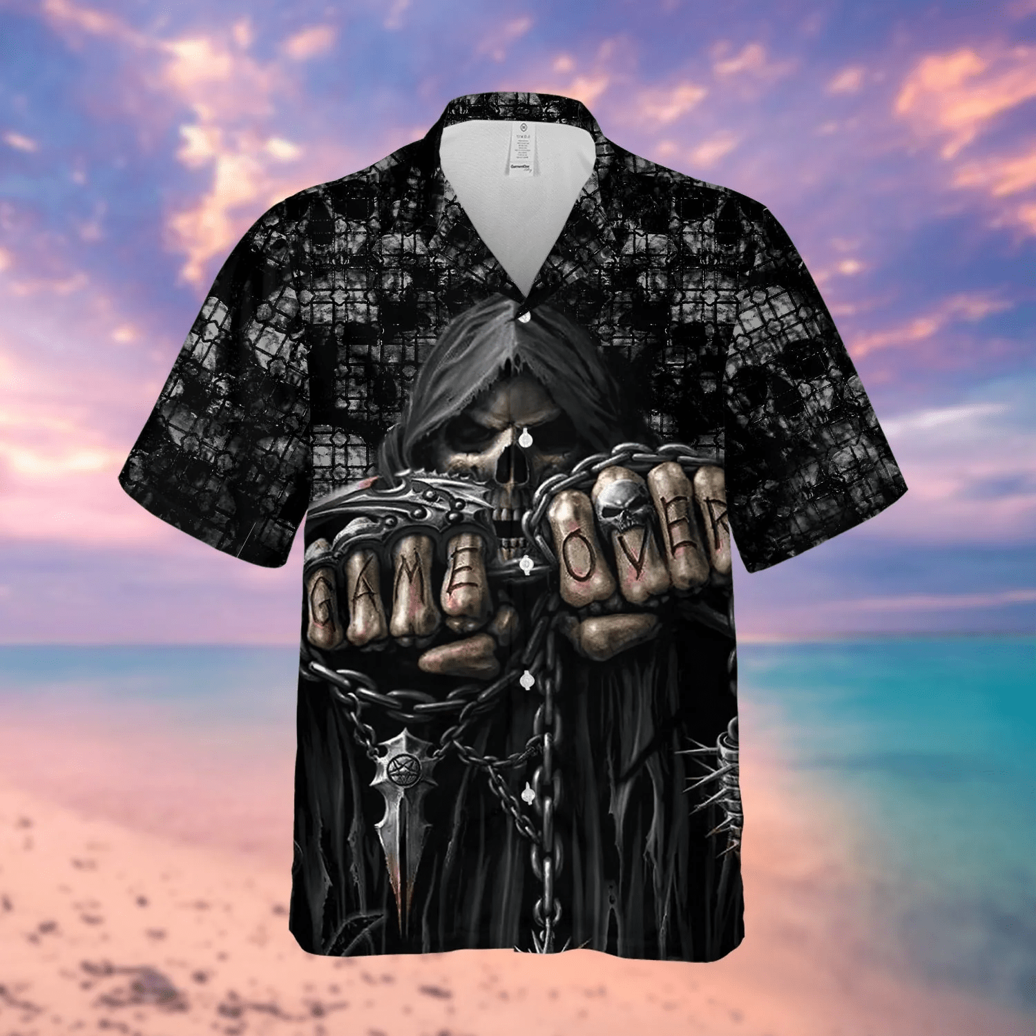 Game Over Grim Reaper Snake Skull Hawaiian Shirt Summer Gifts