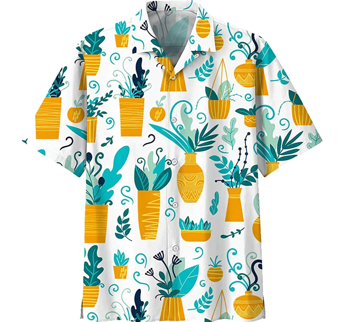 Gardening Hawaii Shirt Gardening Plants Pots Pattern Aloha Shirt Gardening Hawaiian Shirt