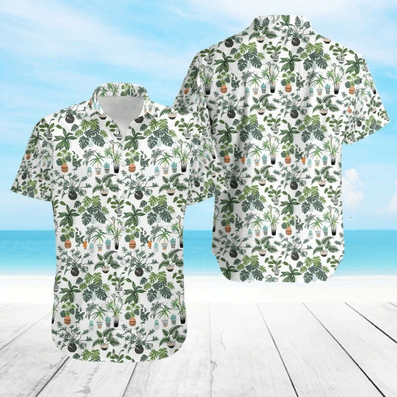 Gardening Hawaii Shirt Plants Pots Gardening White Aloha Shirt Gardening Hawaiian Shirt