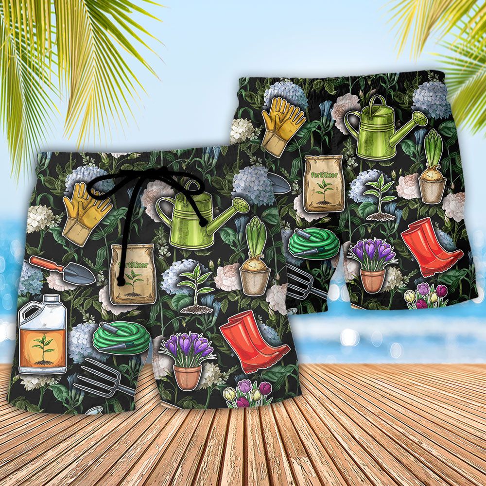 Gardening My Plants Are Rooting For Me Vintage Art Trendy Aloha Hawaiian Beach Shorts
